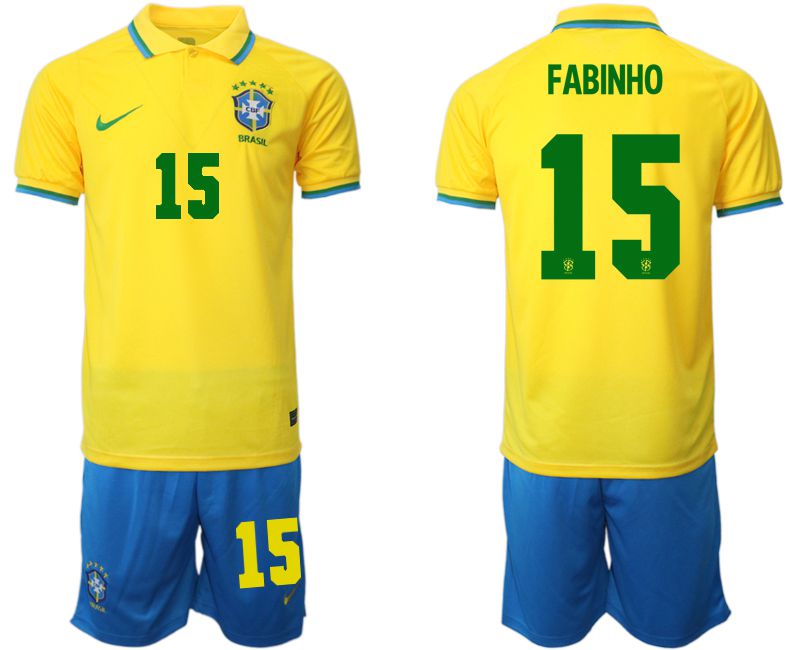 Cheap Men 2022 World Cup National Team Brazil home yellow 15 Soccer Jersey